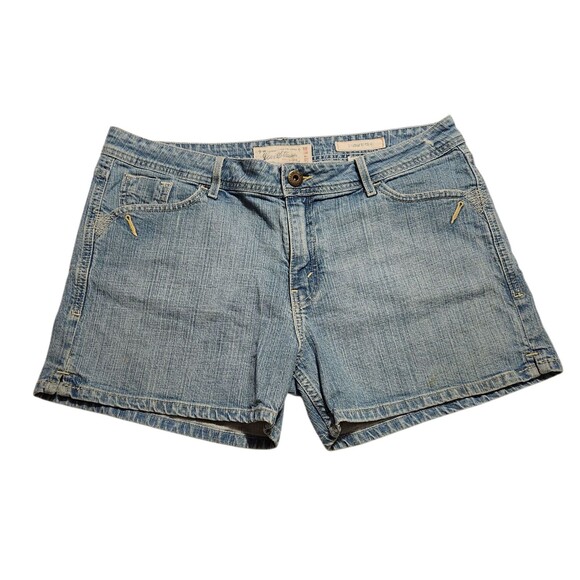 Signature Levi Strauss Denim Shorts Low Rise Light Wash Top Stitch Size Missy 16 - Picture 1 of 7